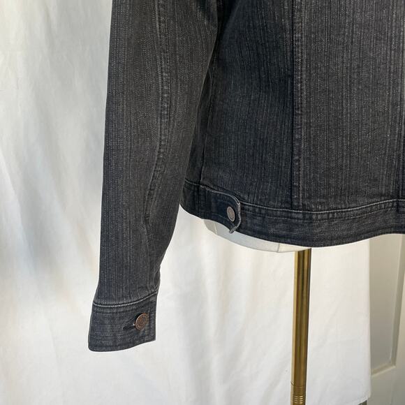 Eddie Bauer Jacket Womens Medium Workwear Denim Button Up Trucker Coat Stretch - Picture 5 of 9